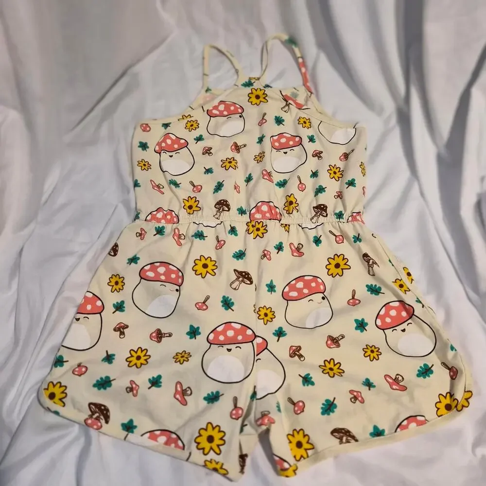 Official Squishmallows Malcolm the Mushroom Romper Kids Girl’s Large‎ Pajamas